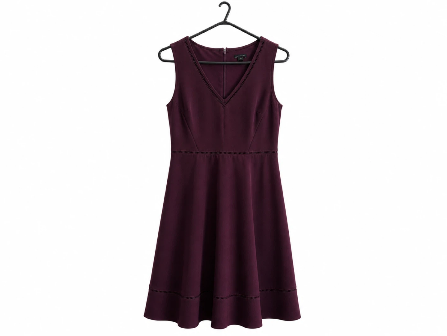 Ann Taylor Sleeveless V-Neck Fit & Flare Dress - Burgundy