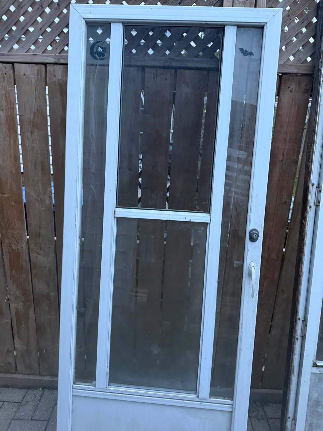 Storm door -White Screen Door with Glass Panels-34-81