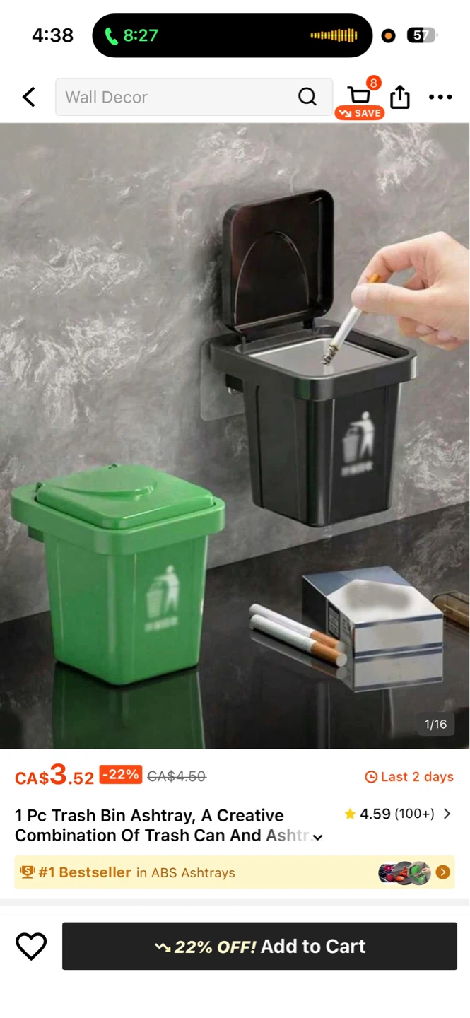 1 Pc Trash Bin Ashtray