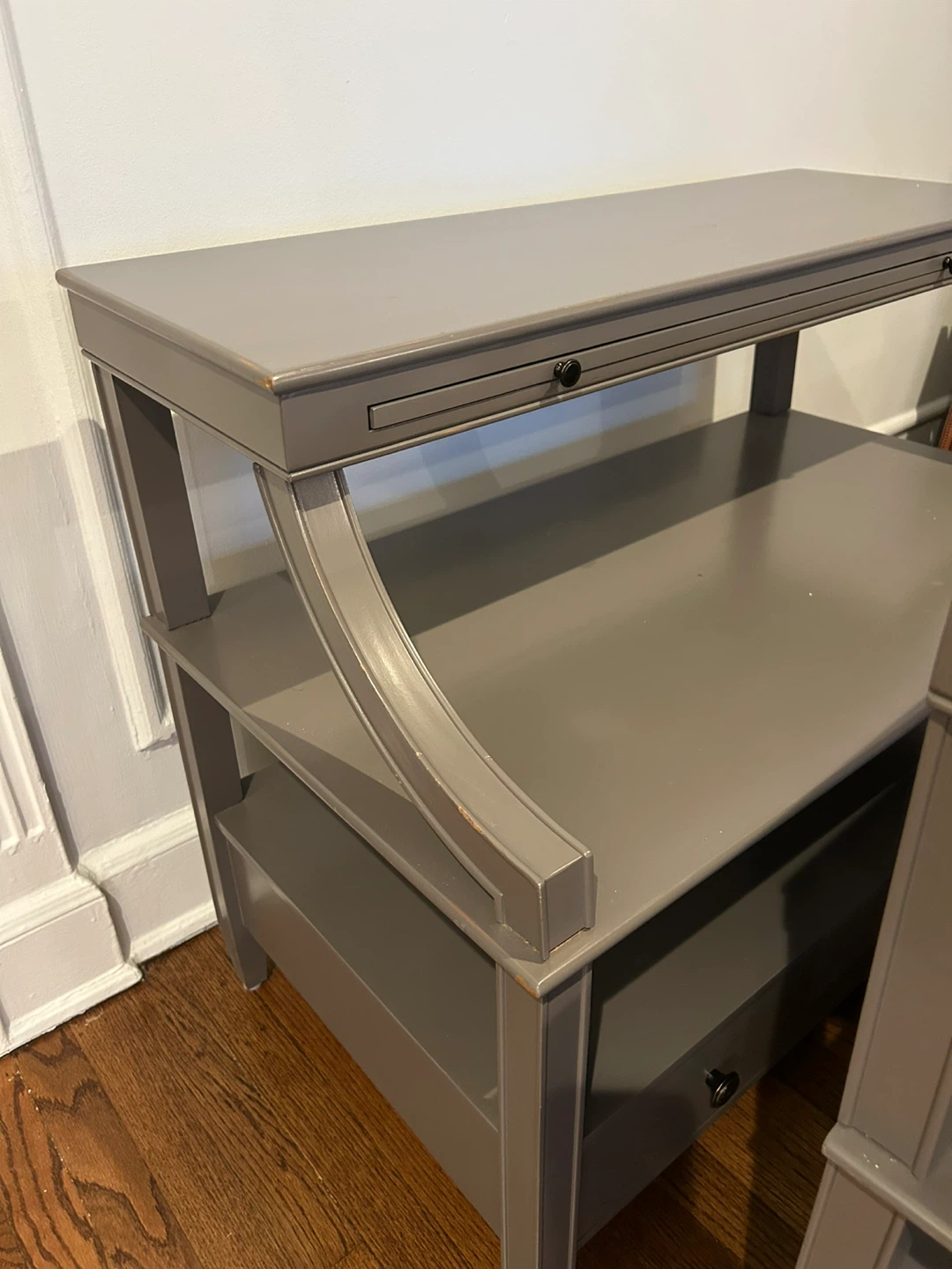 2 Grey Console/ Bed side  Tables with Drawer and Shelves - photo 2