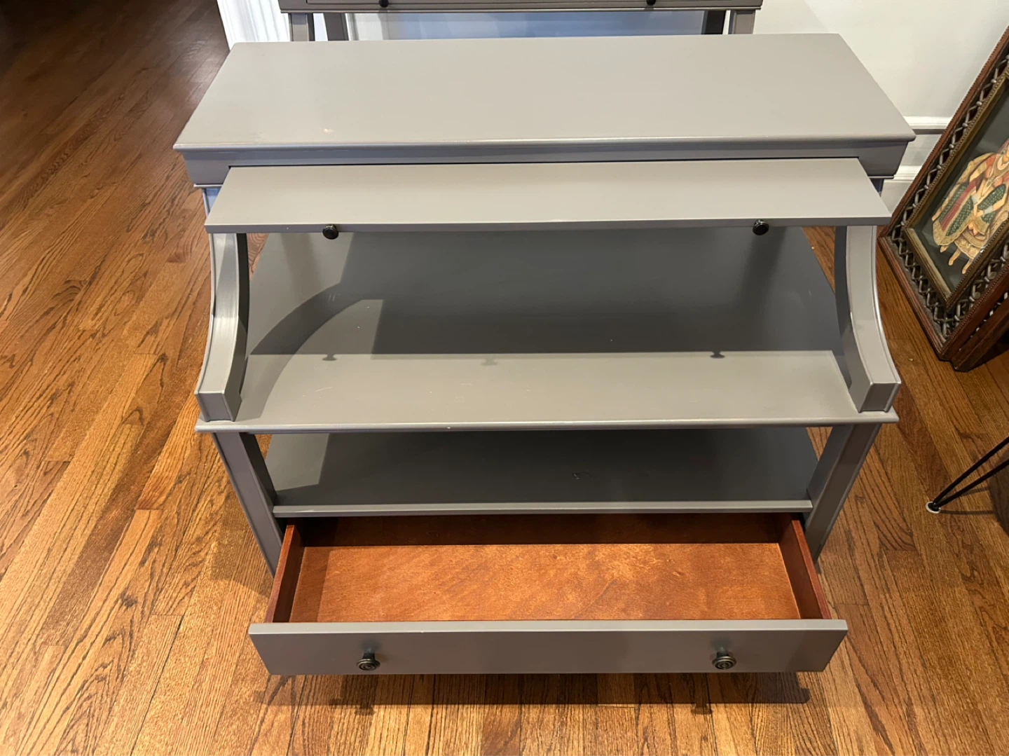 2 Grey Console/ Bed side  Tables with Drawer and Shelves - photo 3