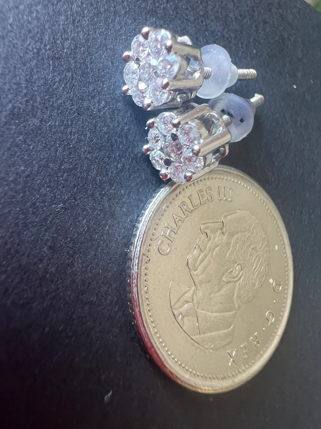 10 k Gold Diamond Ring and 14 k Earrings Set - photo 3