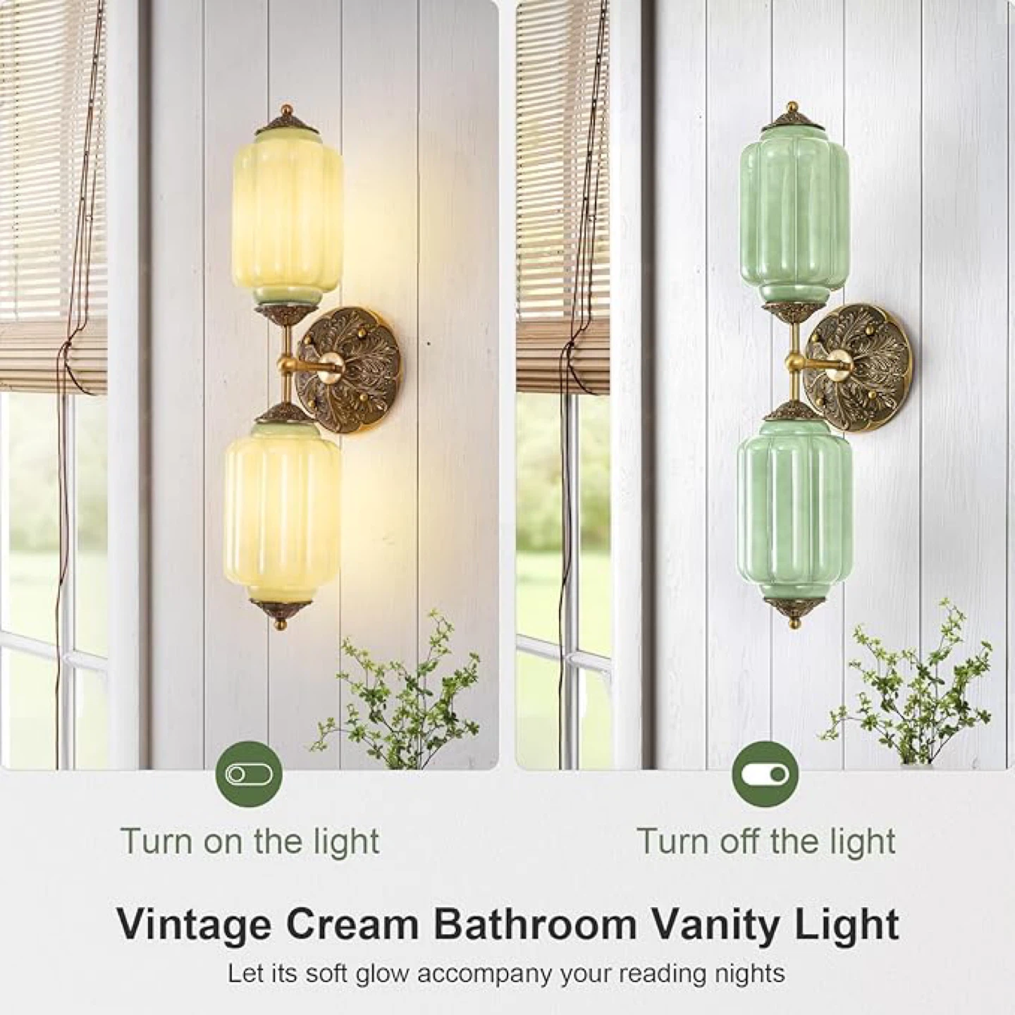 Vintage Green Glass Bathroom Vanity Light Fixture - photo 2