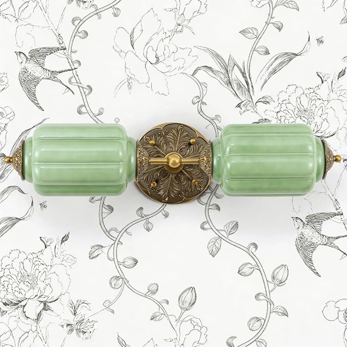 Vintage Green Glass Bathroom Vanity Light Fixture