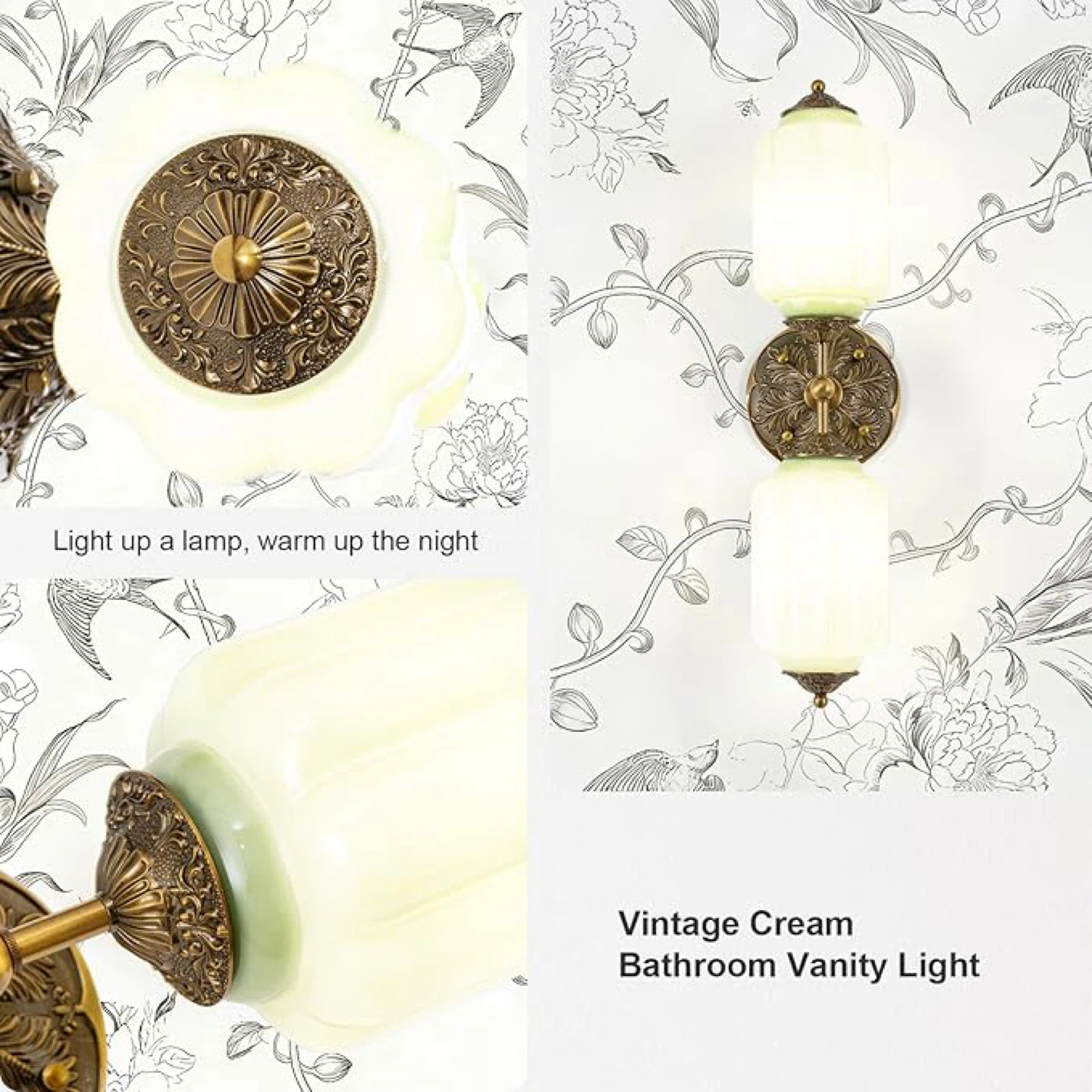 Vintage Green Glass Bathroom Vanity Light Fixture - photo 4
