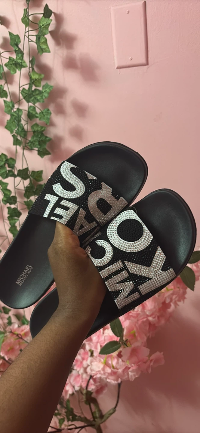 Michael Kors Embellished Slide Sandals Black - photo 2