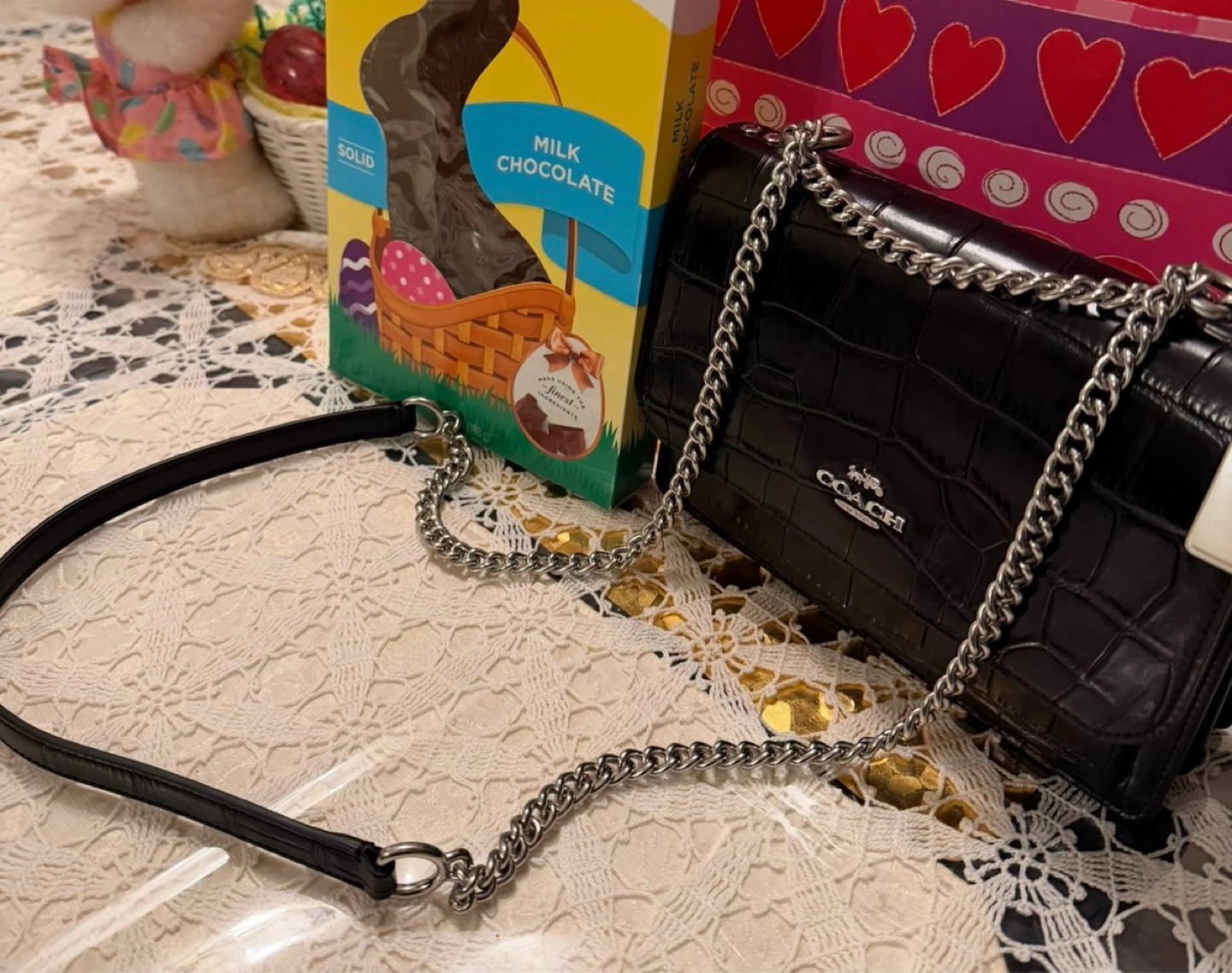 Coach Black Croc Embossed Leather Shoulder Bag - photo 2
