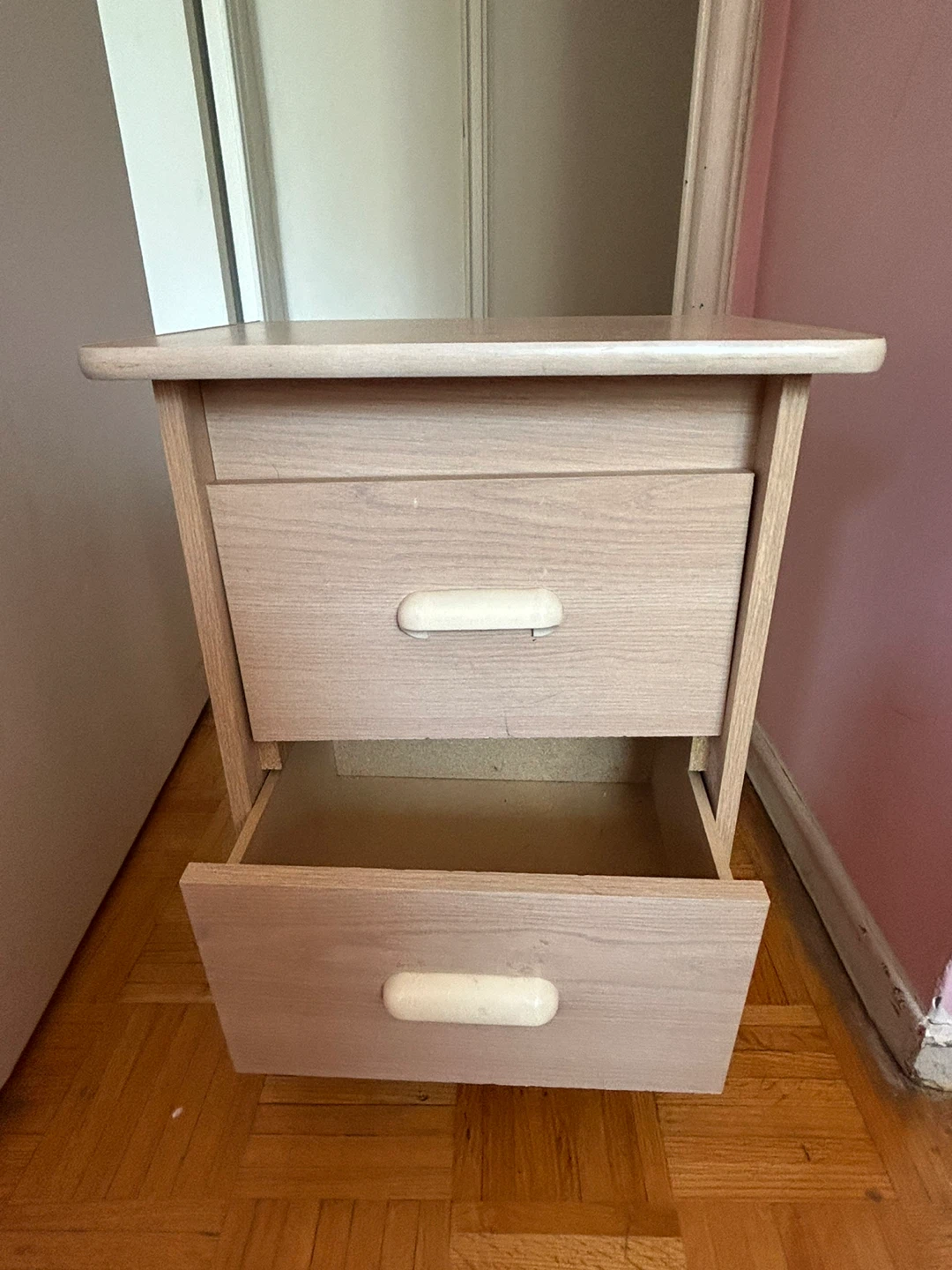 Light Wood 2-Drawer Nightstand