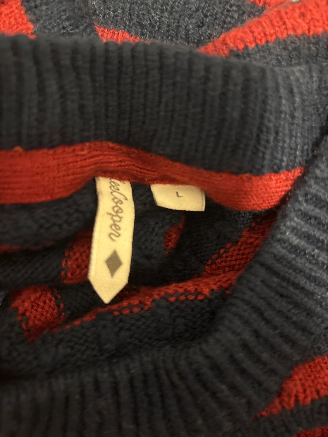 Red and Navy Striped Sweater - Size L - photo 2