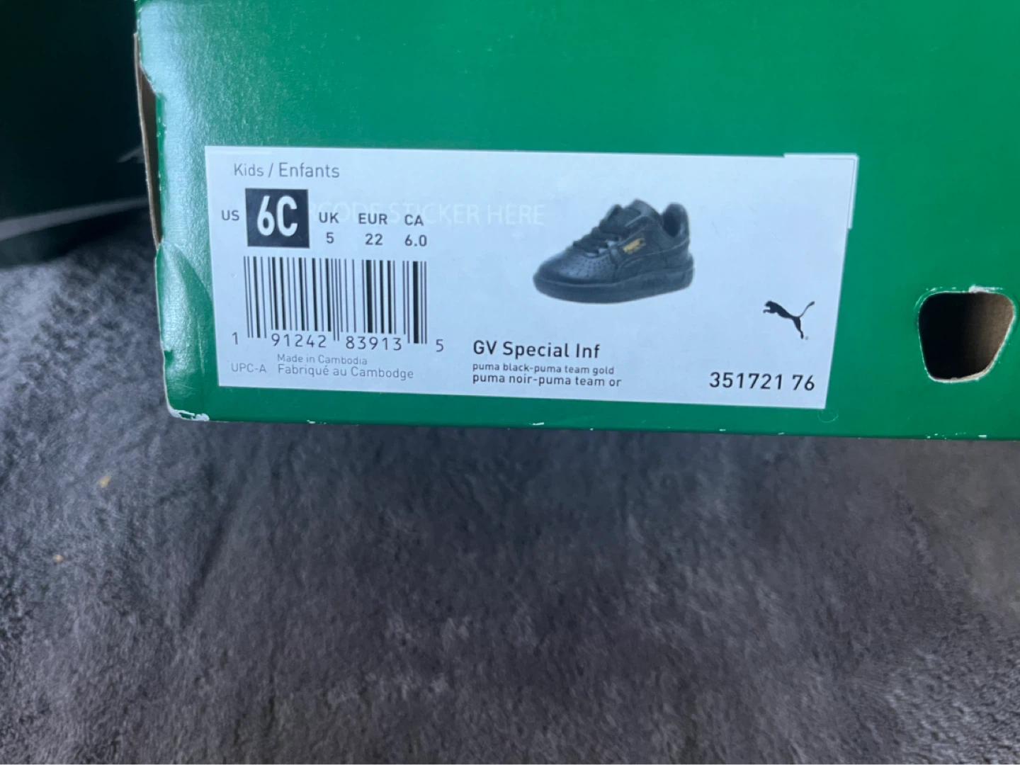 Puma GV Special Inf Kids Shoes - Black - US 6C - photo 5