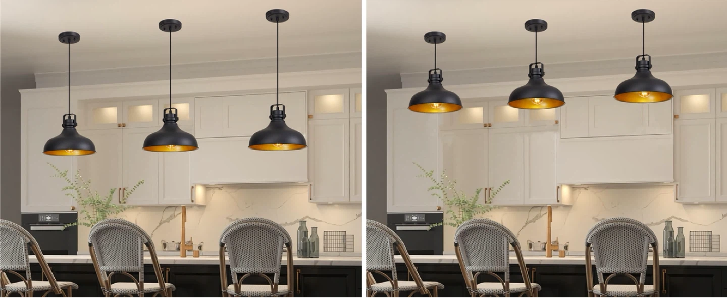 Alaislyc Matte Black Pendant Light Fixture with Gold Interior - photo 4