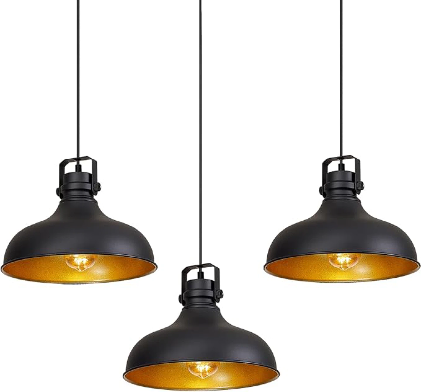 Alaislyc Matte Black Pendant Light Fixture with Gold Interior
