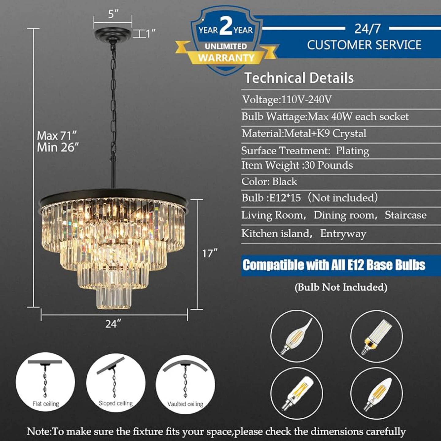 Weesalife Crystal Chandeliers for Dining Room Lights Fixture - photo 3