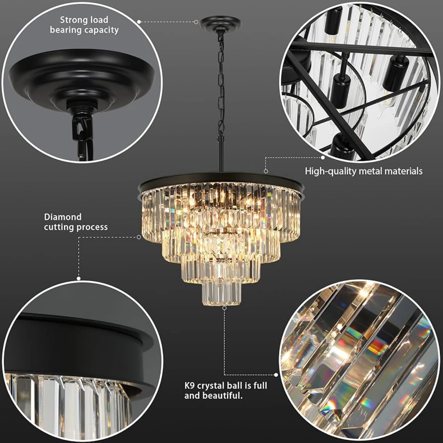 Weesalife Crystal Chandeliers for Dining Room Lights Fixture - photo 5