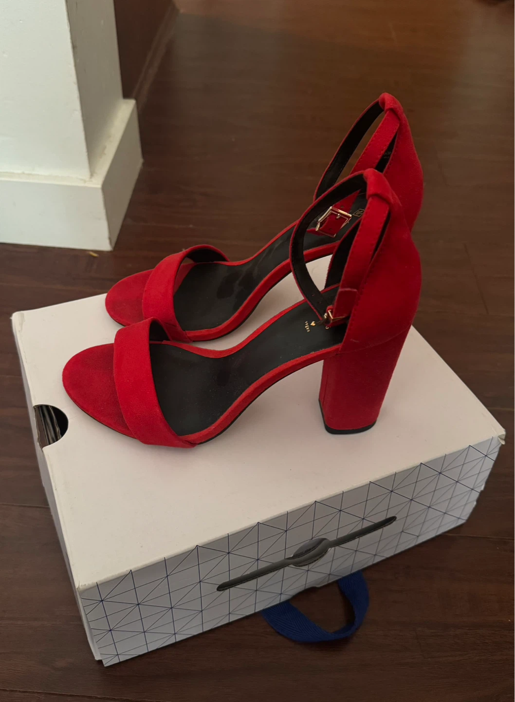 Call It Spring Red Suede Block Heels - Size 7.5 - photo 2