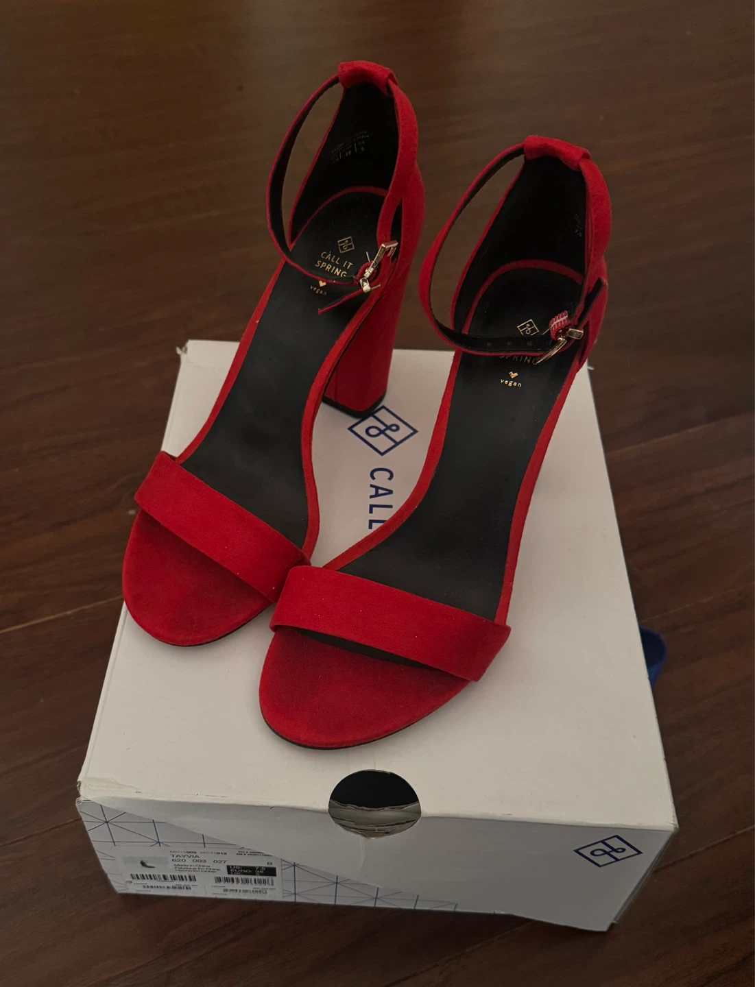 Call It Spring Red Suede Block Heels - Size 7.5 - photo 3