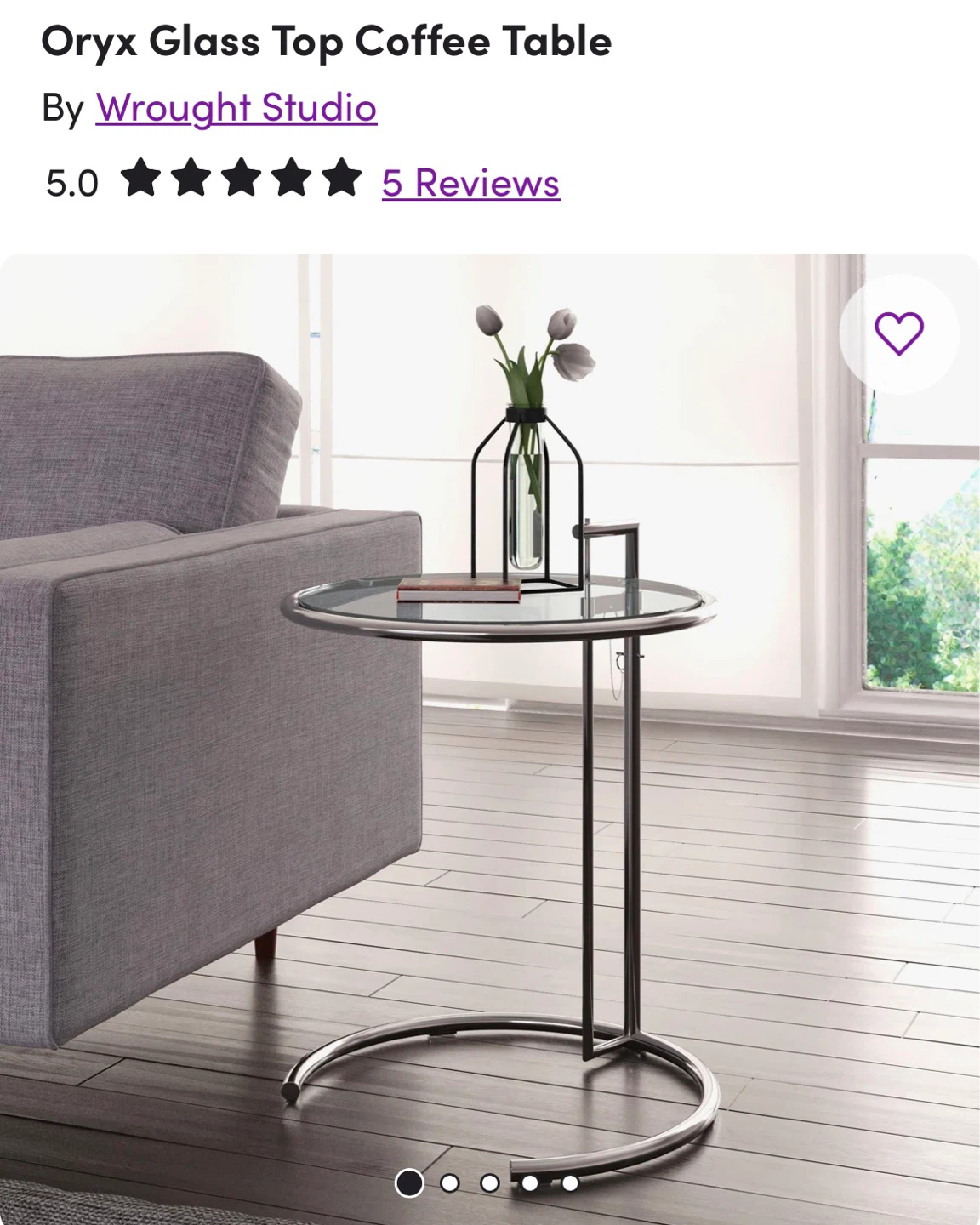 Wrought Studio Oryx Glass Top Coffee Table - photo 2
