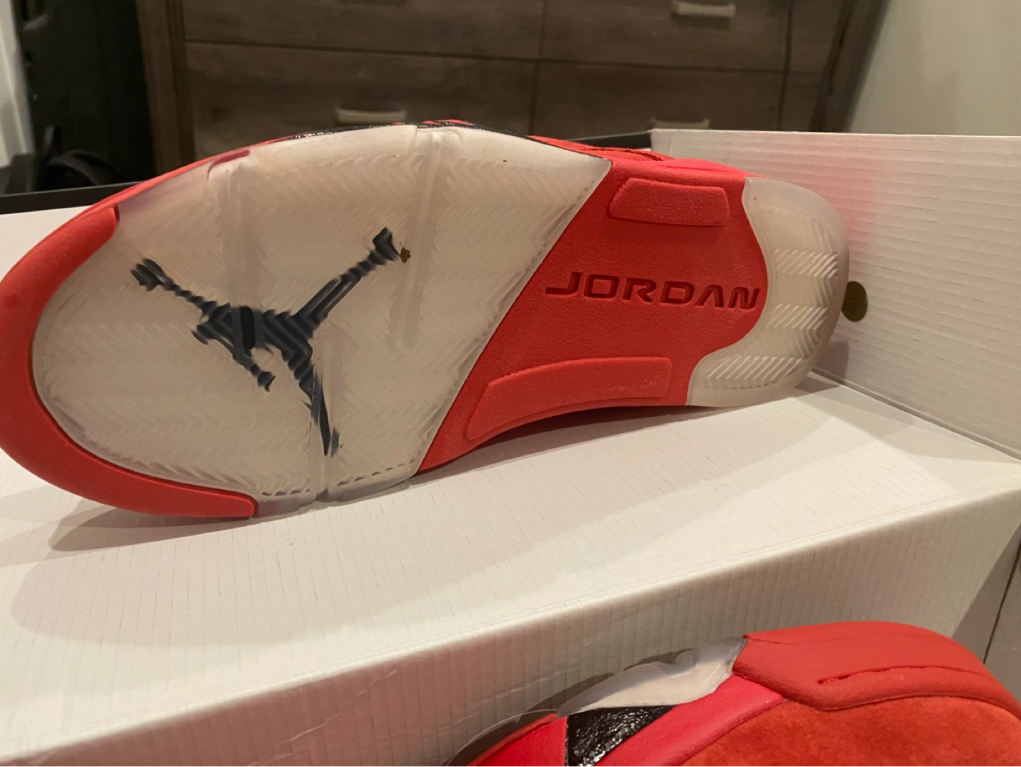 Air Jordan 5 Red Suede Sneakers - photo 3