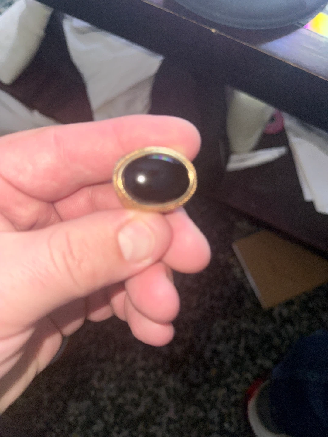 Gold Tone Ring with Black Oval Stone - photo 4