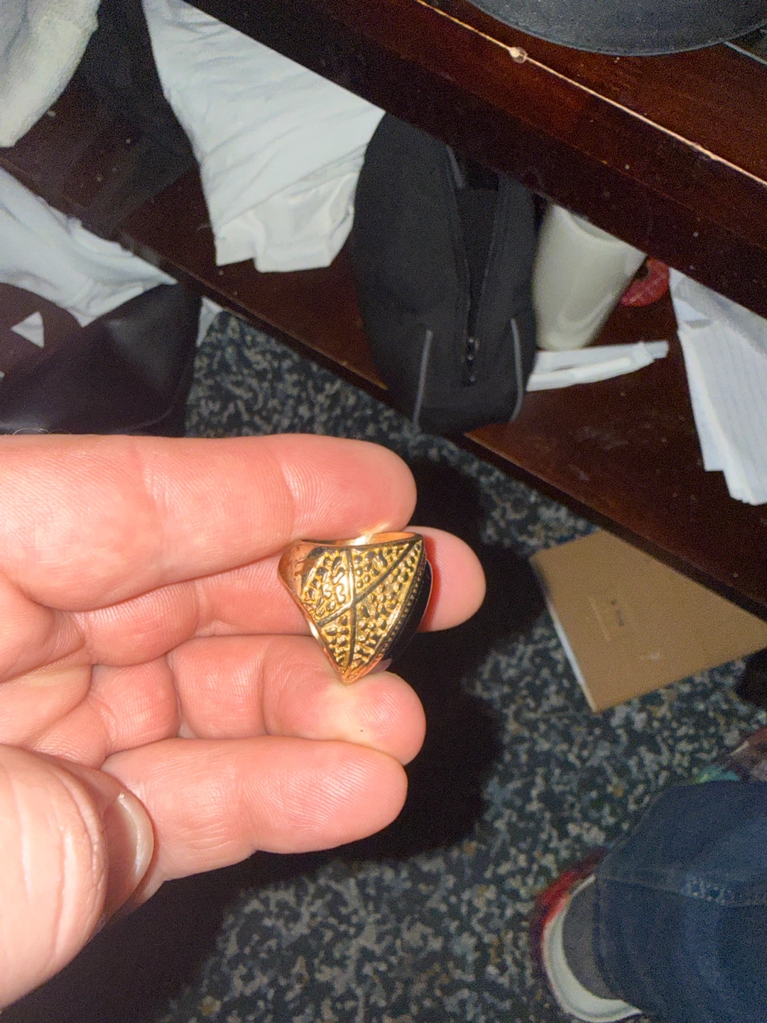 Gold Tone Ring with Black Oval Stone - photo 2