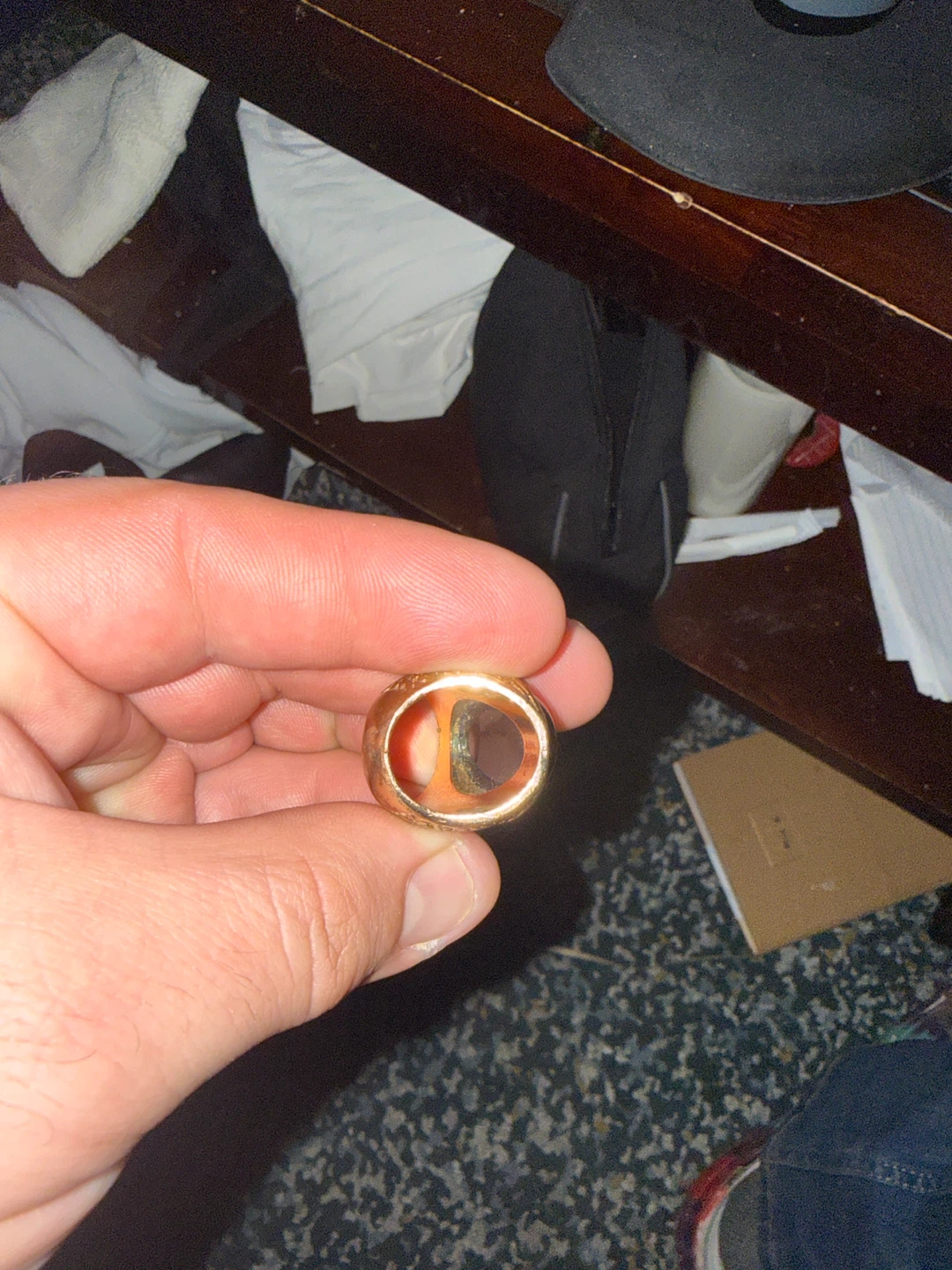 Gold Tone Ring with Black Oval Stone - photo 3