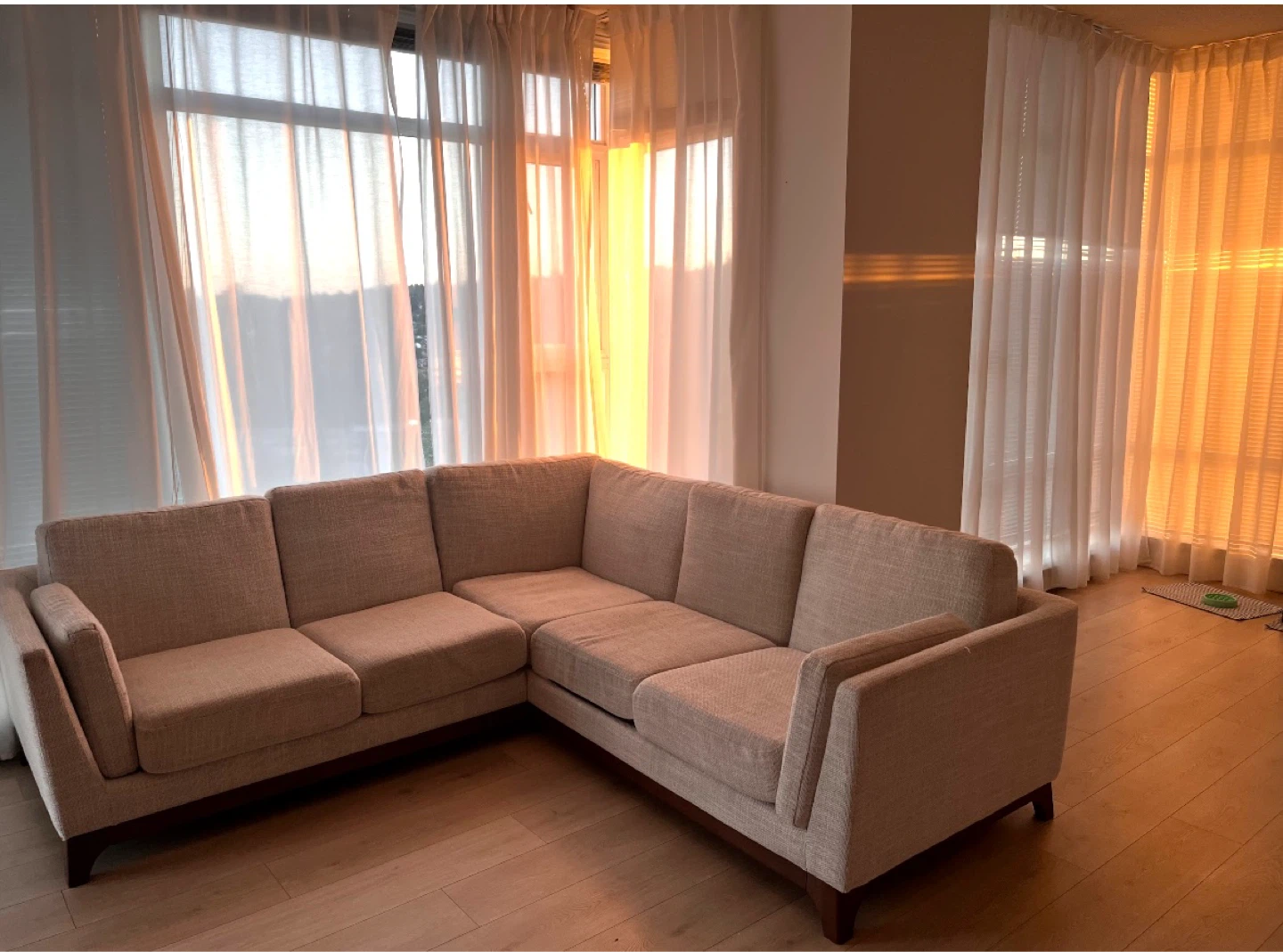 Article timber 93” Sectional Sofa - rain cloud grey