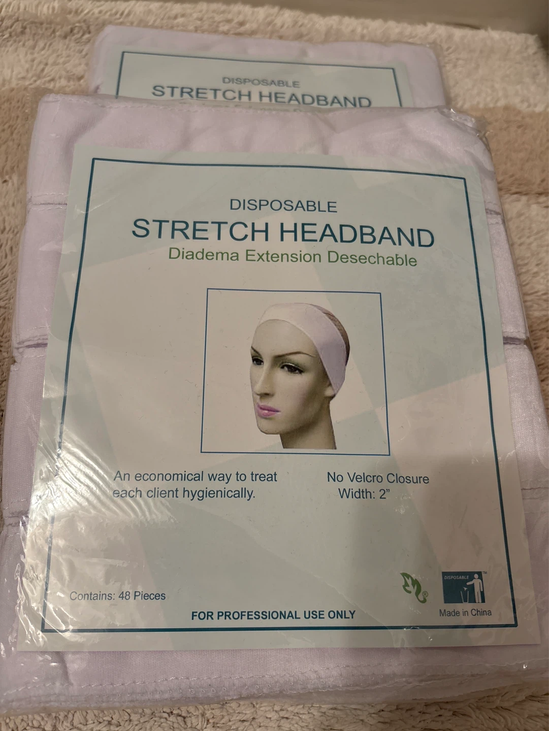 Disposable Stretch Headbands - 48 Pieces