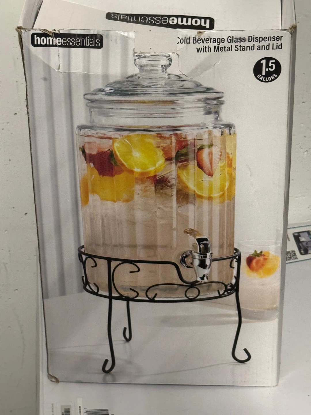 Cold Beverage Glass Dispenser with Stand - 1.5 Gallons