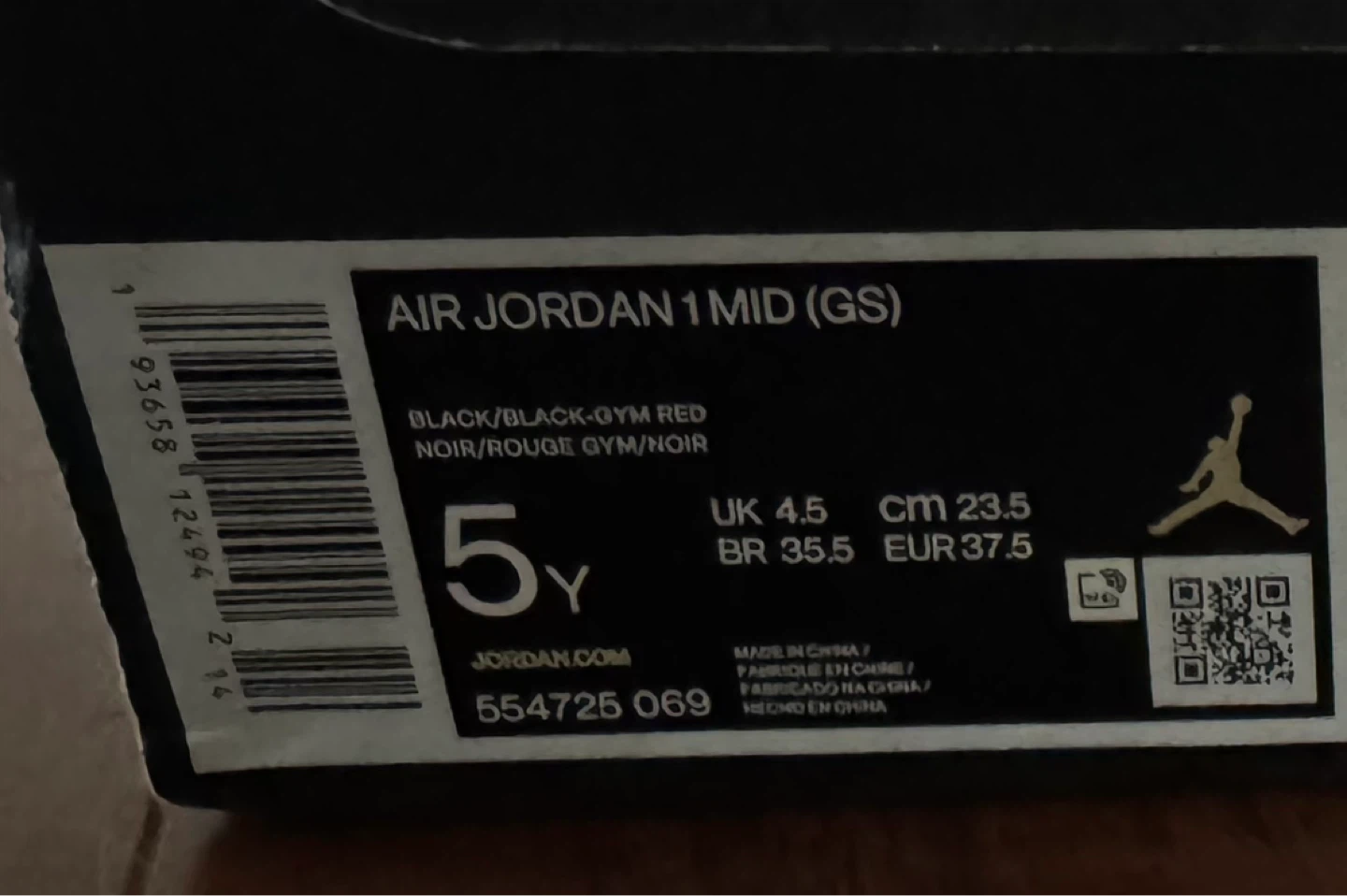 Air Jordan 1 Mid (GS) Black/Gym Red - photo 4