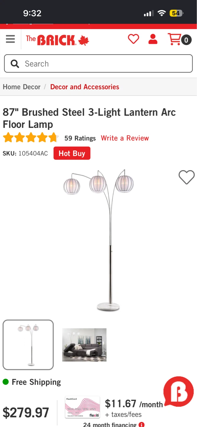 The Brick 87" Brushed Steel 3-Light Arc Floor Lamp