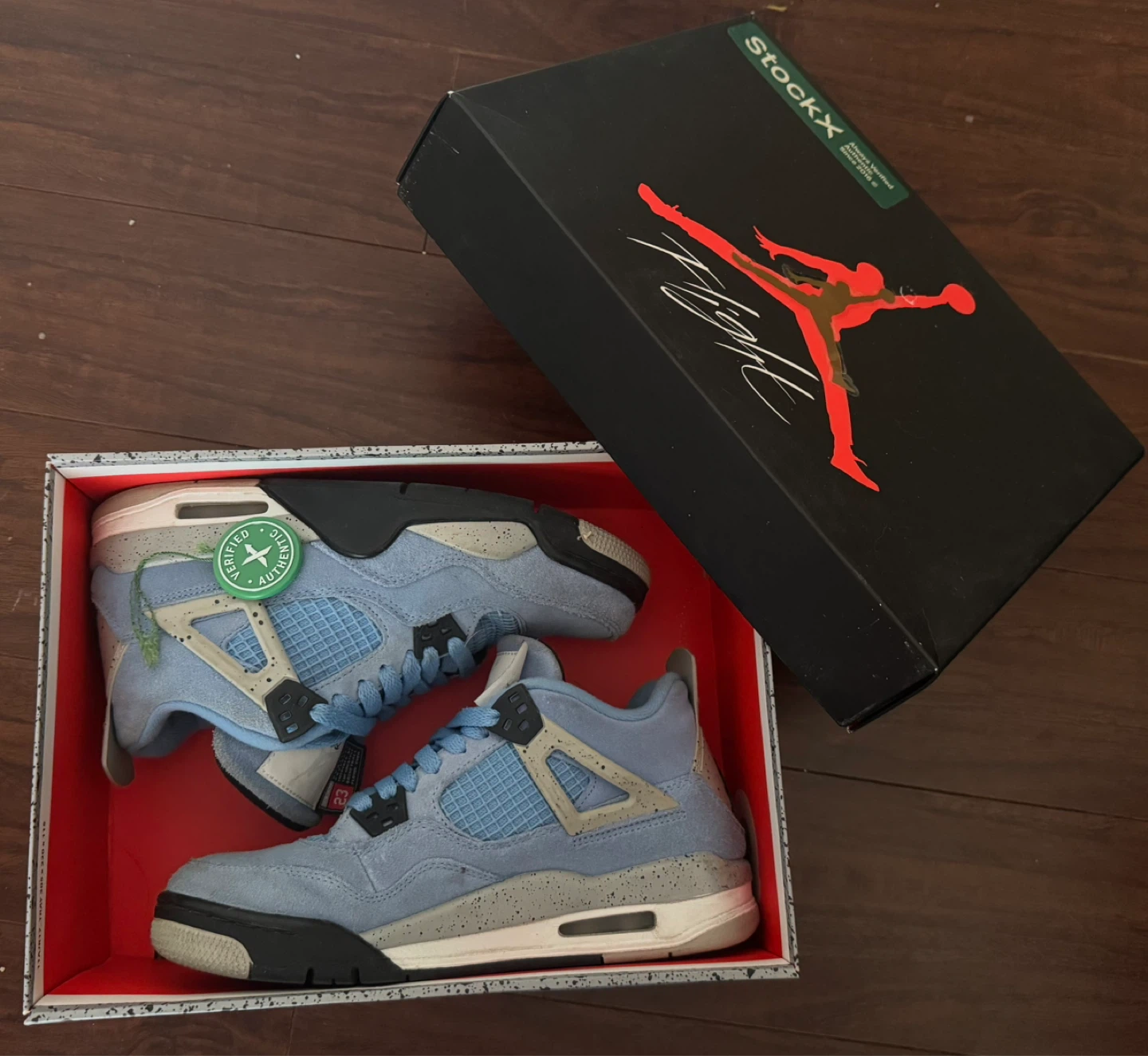Air Jordan 4 Retro GS University Blue Black Size 6Y - photo 4