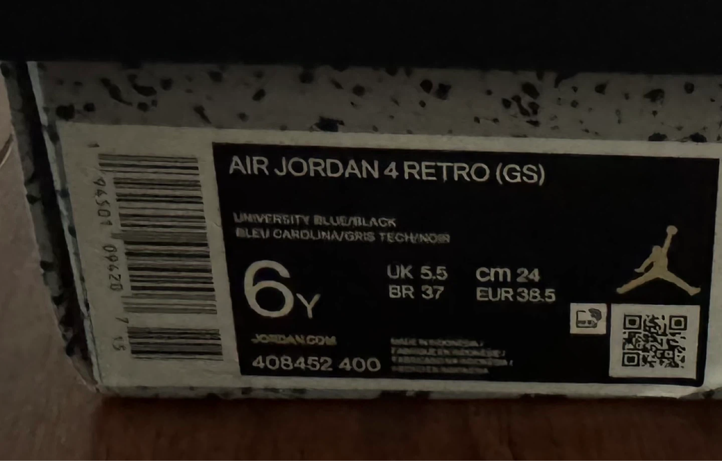 Air Jordan 4 Retro GS University Blue Black Size 6Y - photo 3