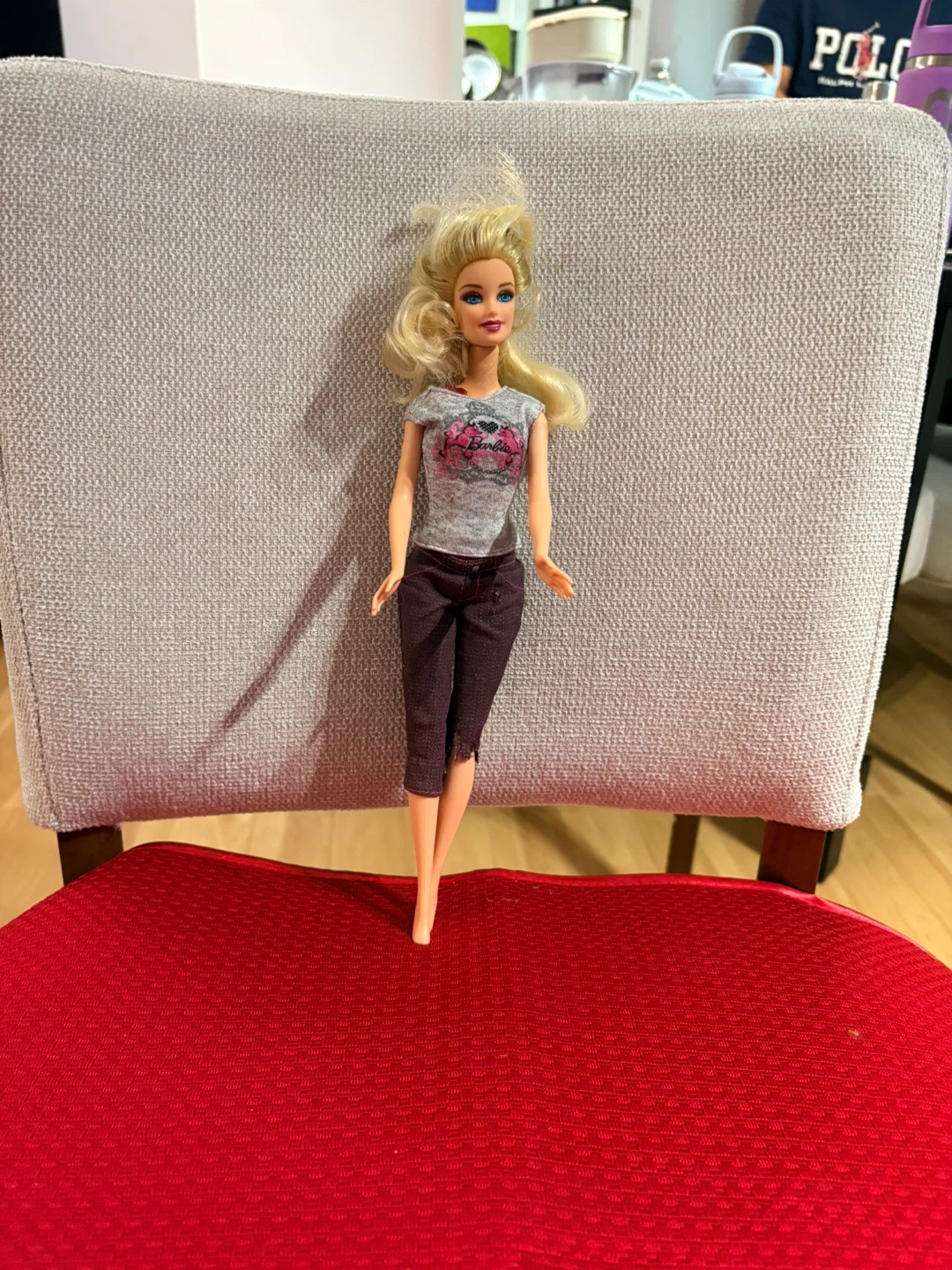 Barbie Doll with Gray T-shirt and Maroon Capris