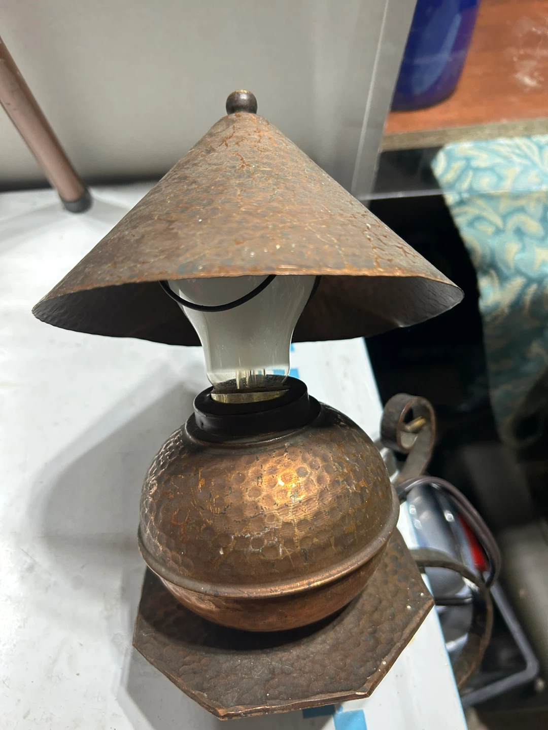 Vintage Hammered Copper Table Lamp