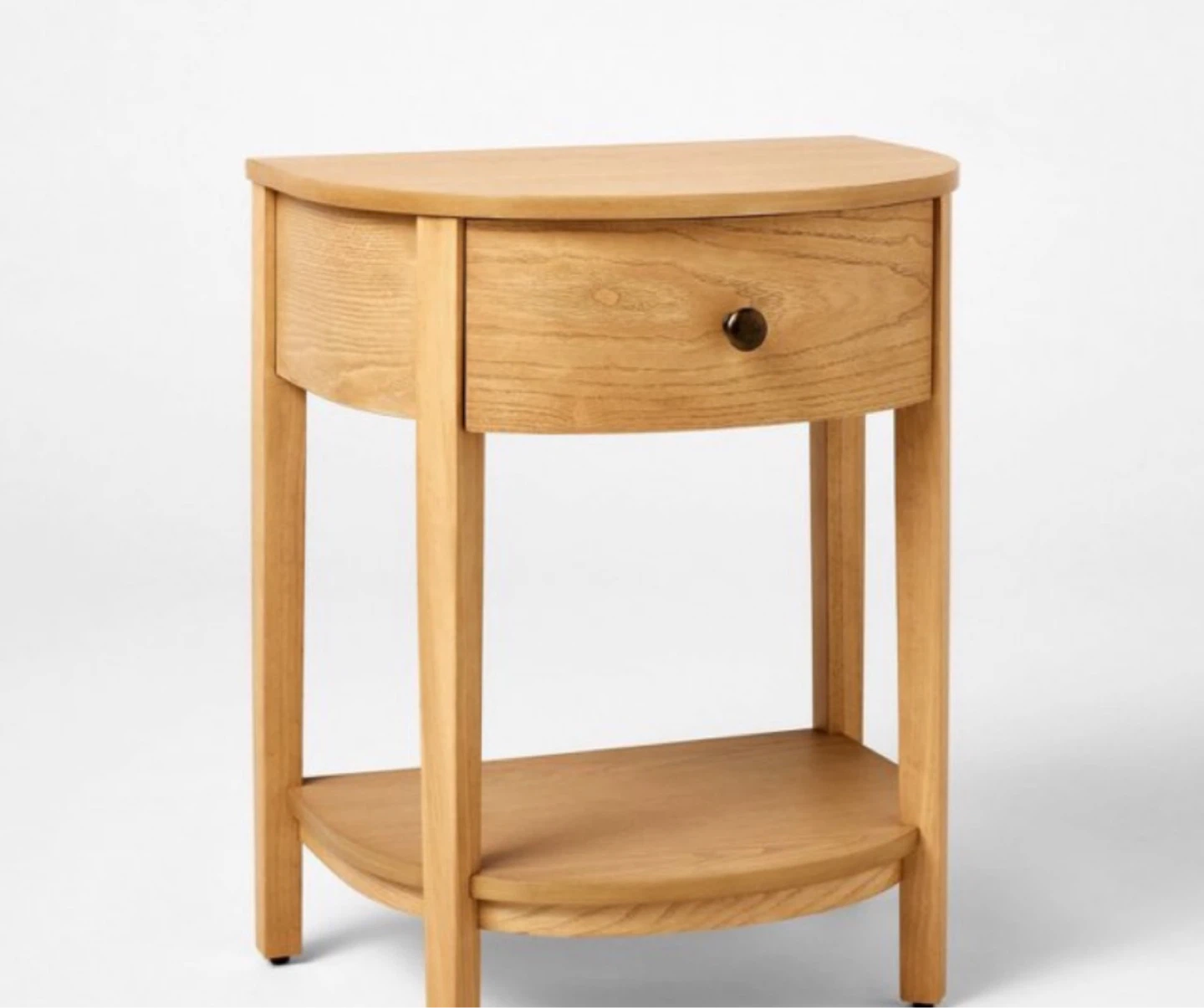 Wooden Half-Round End Table with Drawer