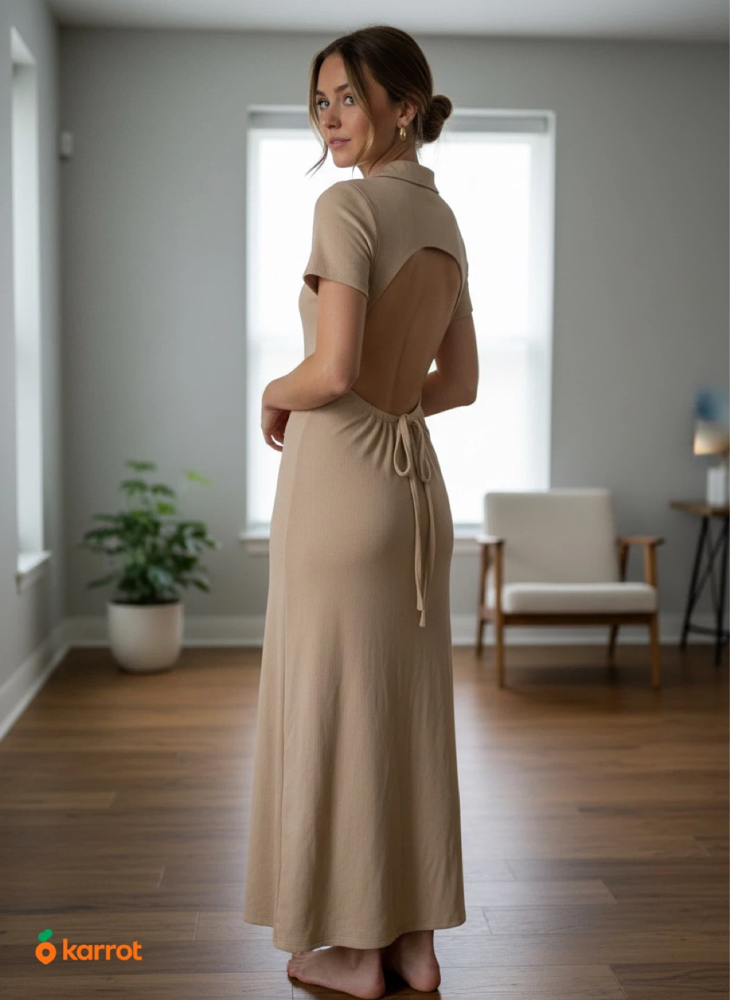 Ribbed Button-Up Maxi Dress
