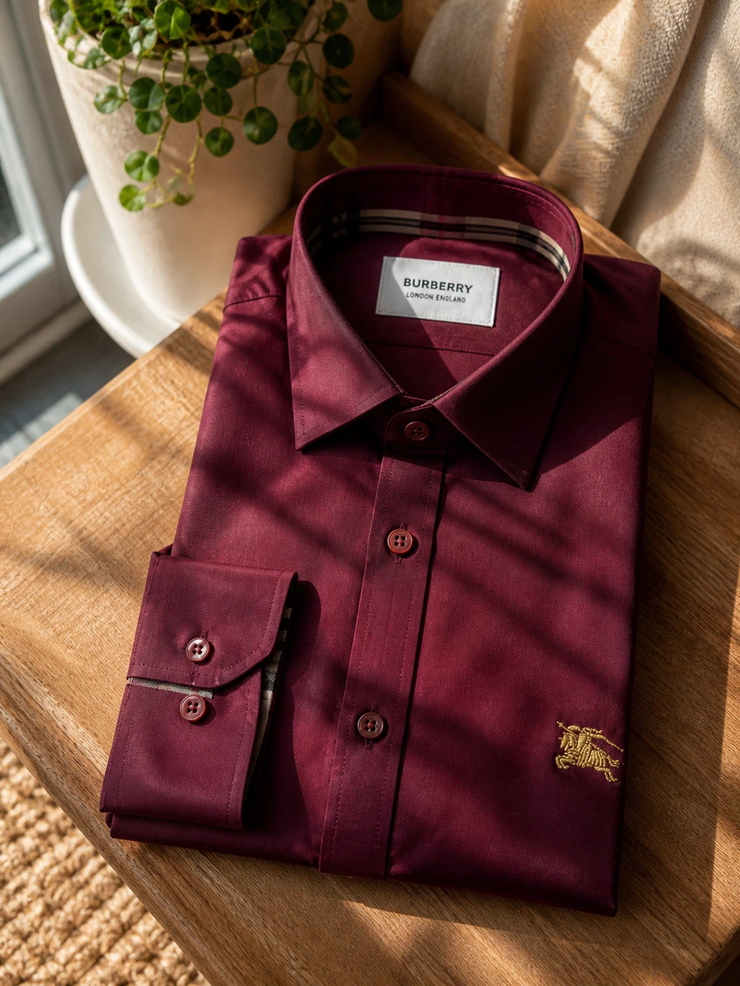 Burberry London England Burgundy Dress Shirt - photo 2