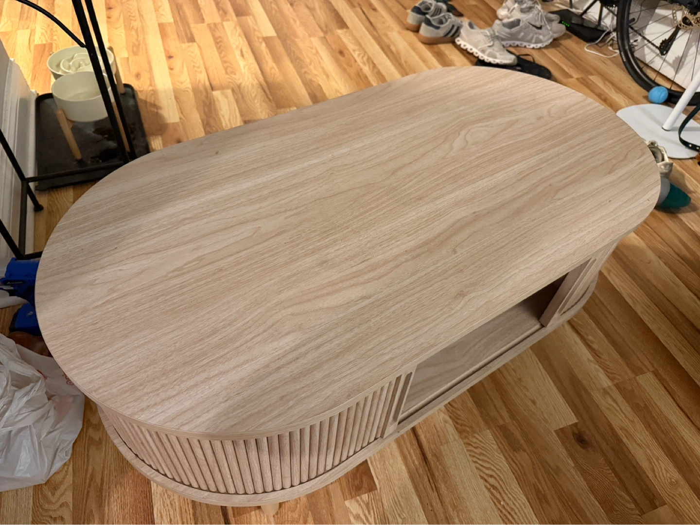 Mid-Century Modern Oval Coffee Table with Storage - photo 5