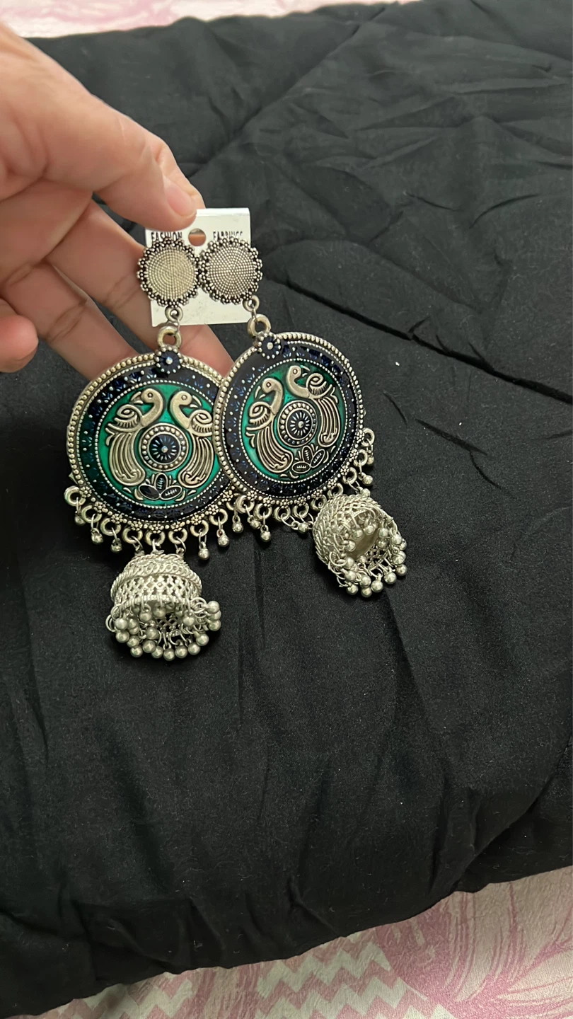 Peacock Jhumka Earrings