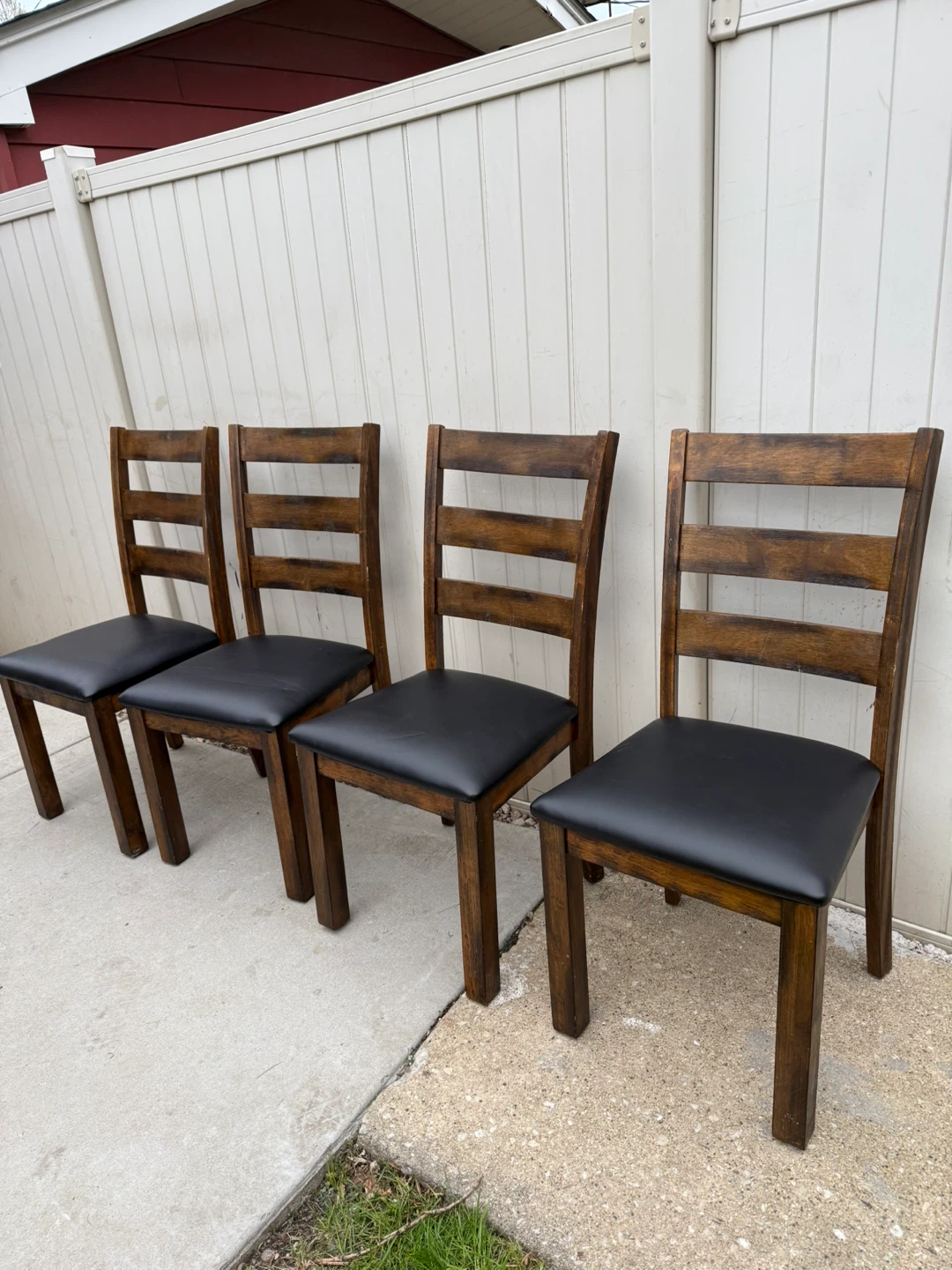 Set of 4 Dining Chairs with Black Padded Seats