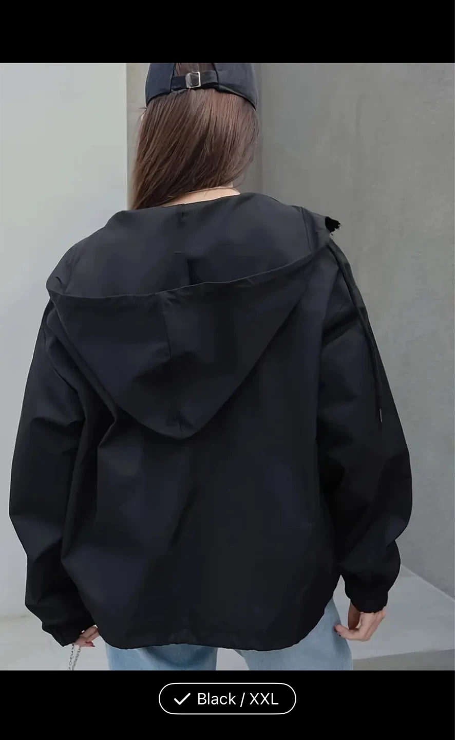 Black Hooded Jacket with Drawstrings - Size XXL - photo 5