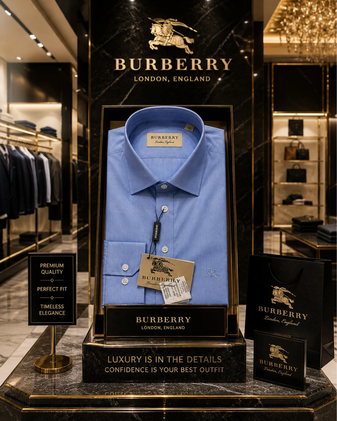 Burberry London, England Men's Blue Dress Shirt - photo 2