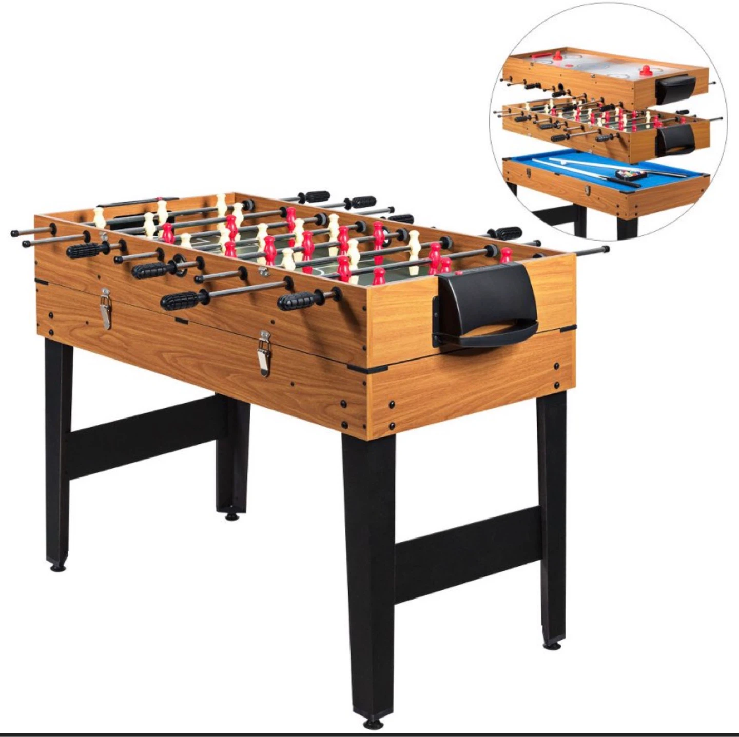 3-in-1 Game Table: Foosball, Air Hockey, Billiards