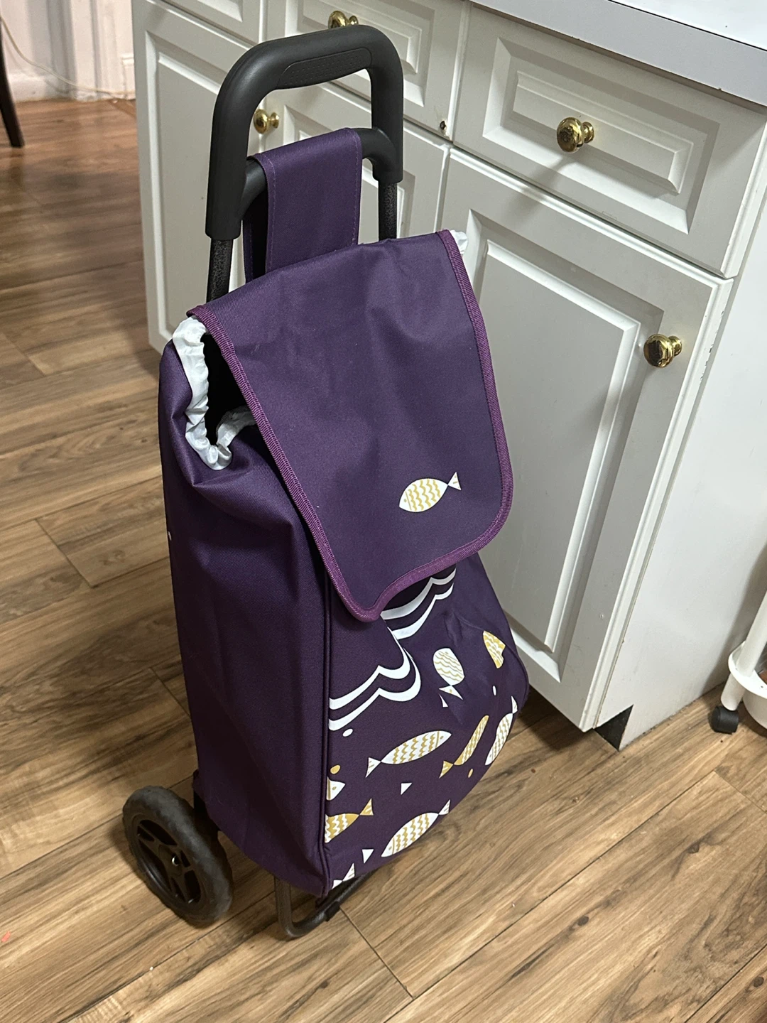 Purple Rolling Shopping Cart with Fish Design - photo 2
