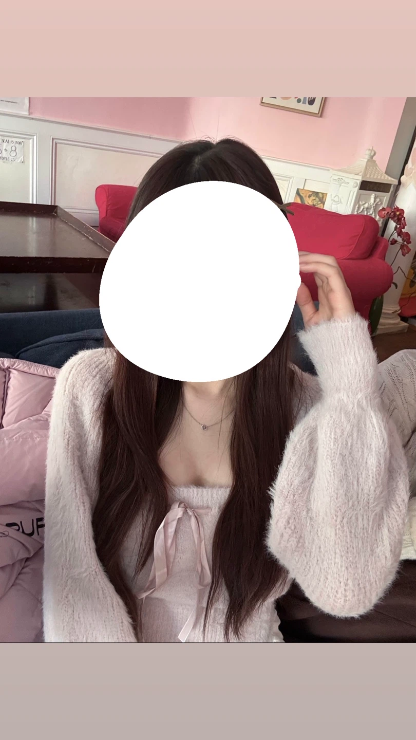 XS Pink Cute Fuzzy Tie-Front Long Sleeve + Tube Top - photo 3