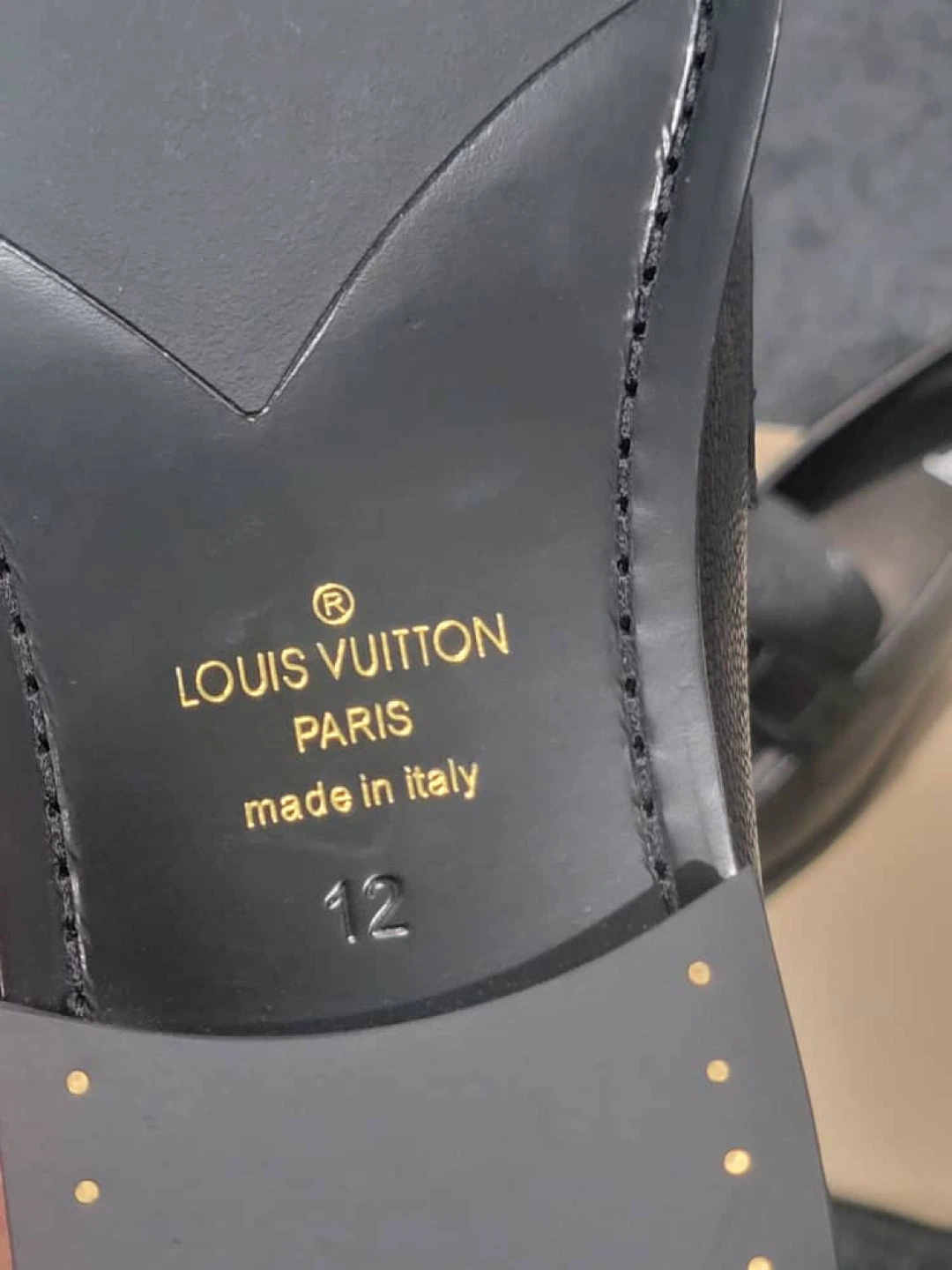 Louis Vuitton Men's Black Leather Loafers Size 12 - photo 2
