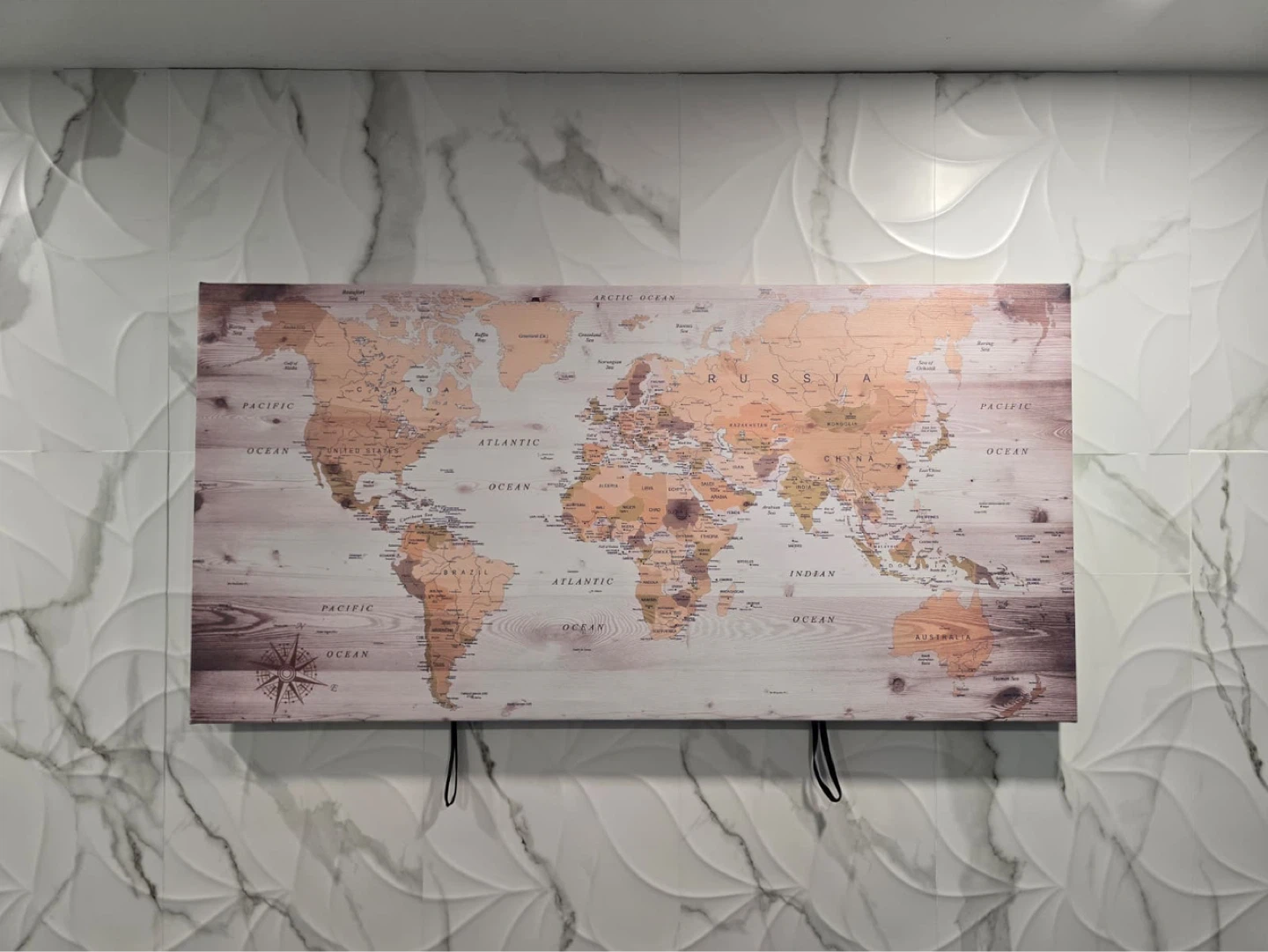 LWorld Map Canvas Wall Art – Large Framed, Ready to Hange - photo 3