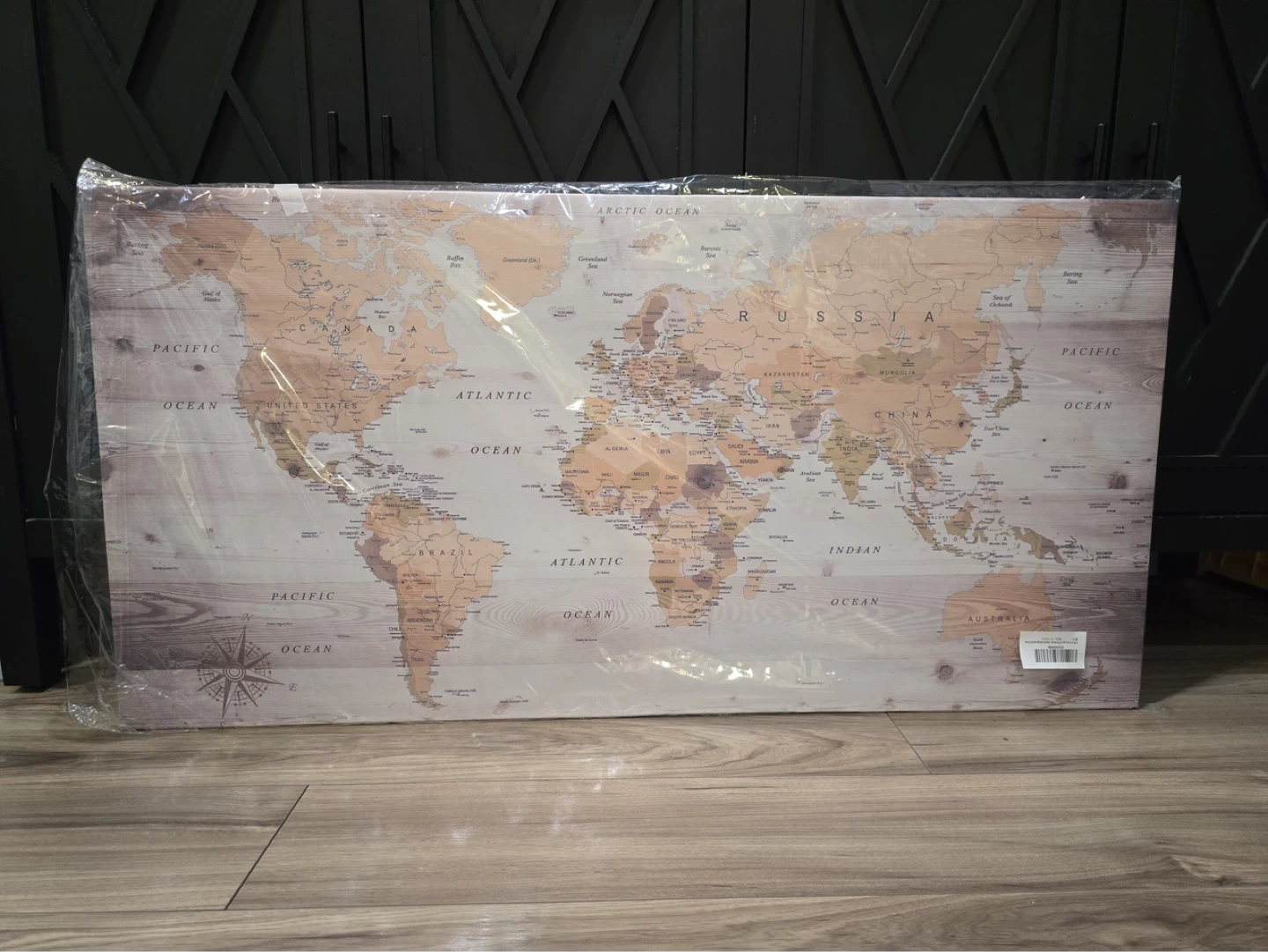 LWorld Map Canvas Wall Art – Large Framed, Ready to Hange - photo 2