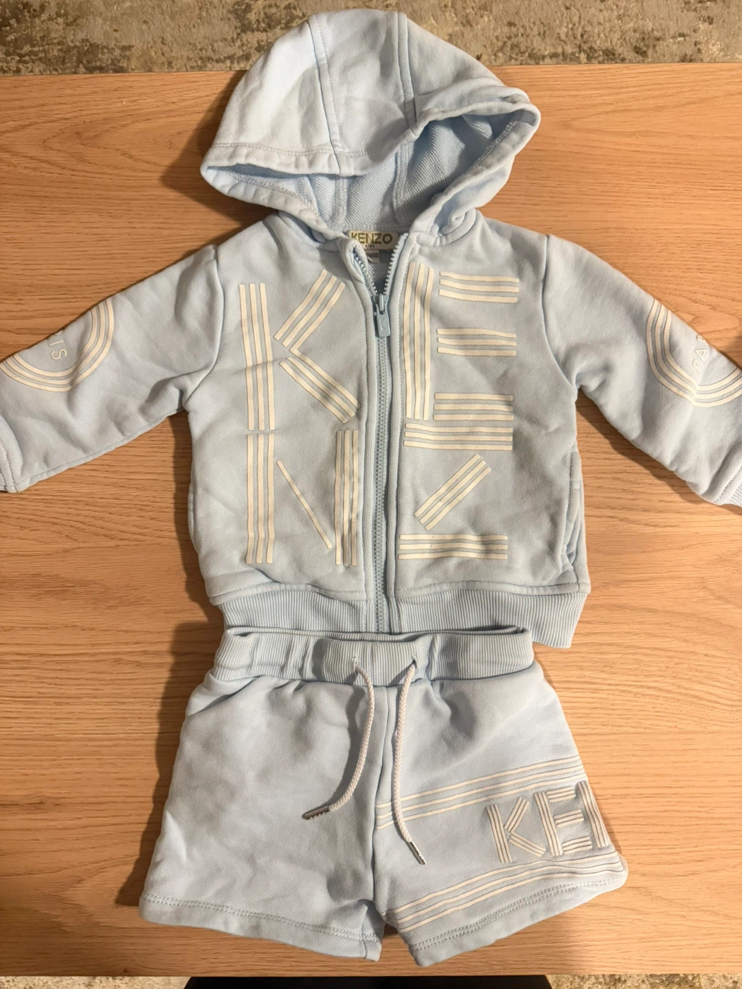 Kenzo Kids Light Blue Logo Hoodie & Shorts Set - 18M/80