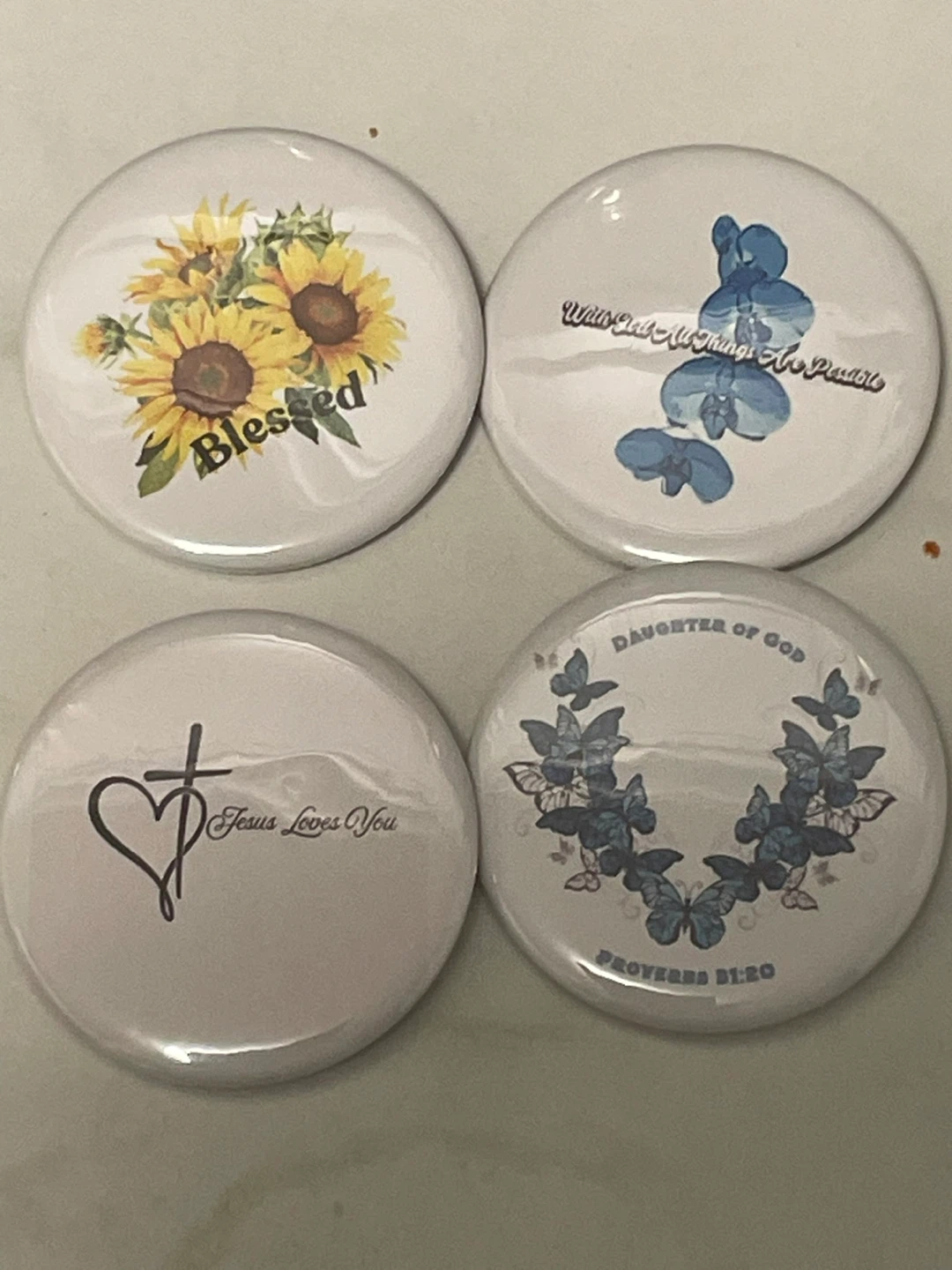 Set of 4 Christian Themed Pins